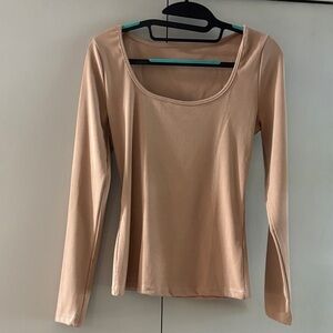 Elegant Tan Long Sleeve Women's Top